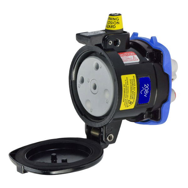 36-64162-HAZ - DS60 RECEPTACLE METAL BLACK SIZE 4 TYPE 4X 2P+G 60A 208 VAC 60 Hz NO AUX